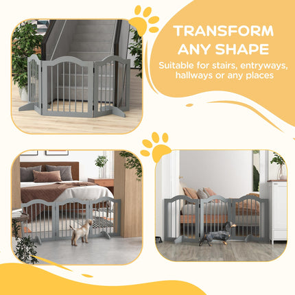 3 Panel Freestanding Dog Gate with Support Feet Safety Barrier - Light Grey