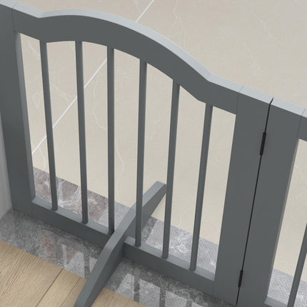 3 Panel Freestanding Dog Gate with Support Feet Safety Barrier - Light Grey