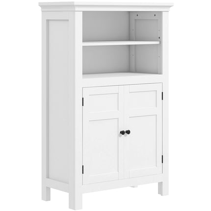 Modern Multi-Storage Bathroom Cabinet with Shelves and Cupboard - White