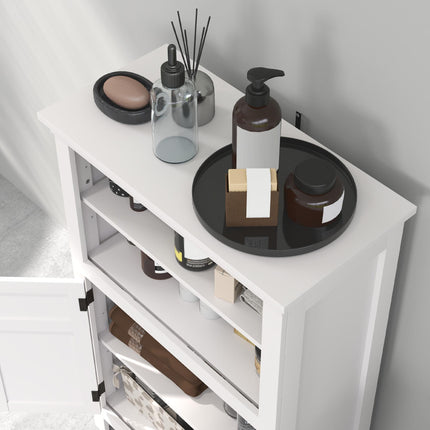 Modern Multi-Storage Bathroom Cabinet with Shelves and Cupboard - White