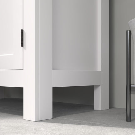 Modern Multi-Storage Bathroom Cabinet with Shelves and Cupboard - White