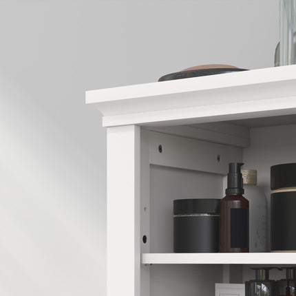 Modern Multi-Storage Bathroom Cabinet with Shelves and Cupboard - White