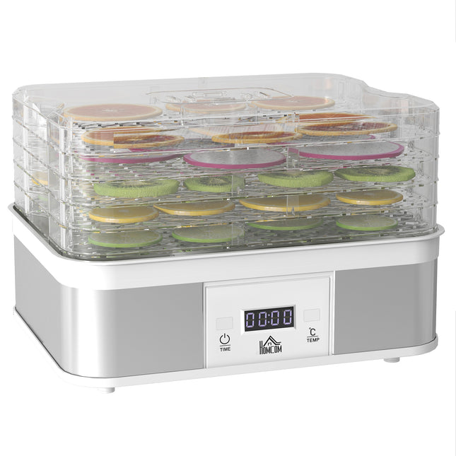 5 Tier Stainless Steel Food Dehydrator with Adjustable Temperature Control - White