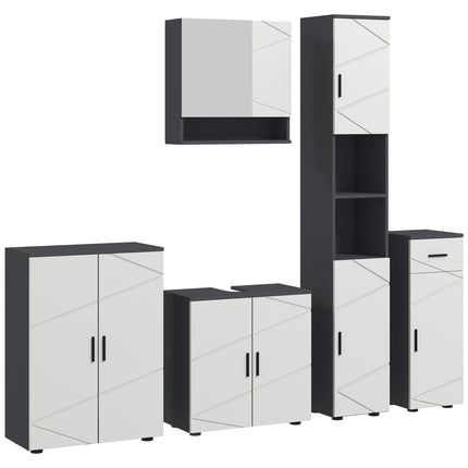 5-Piece Bathroom Furniture Set, Bathroom Storage Cabinet with Doors and Shelves,