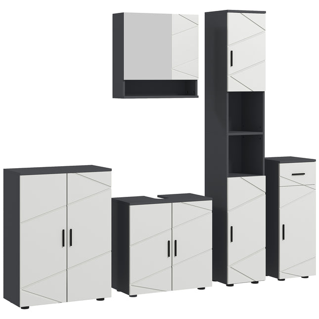 5-Piece Bathroom Furniture Set, Bathroom Storage Cabinet with Doors and Shelves,