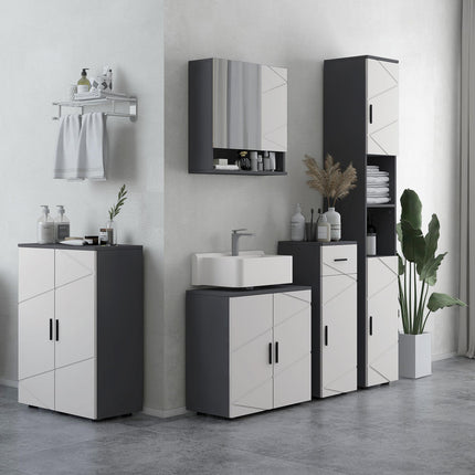 5-Piece Bathroom Furniture Set, Bathroom Storage Cabinet with Doors and Shelves,