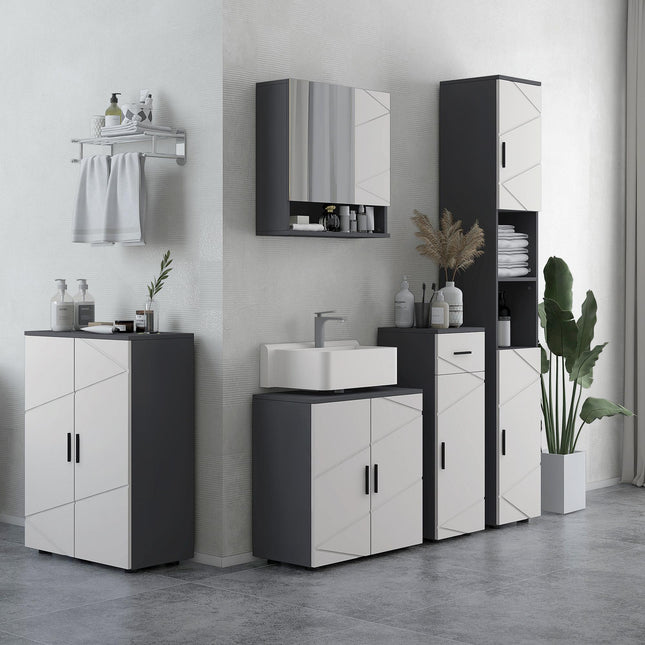 5-Piece Bathroom Furniture Set, Bathroom Storage Cabinet with Doors and Shelves,
