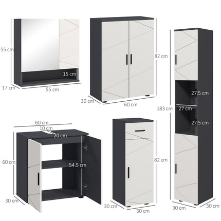 5-Piece Bathroom Furniture Set, Bathroom Storage Cabinet with Doors and Shelves,