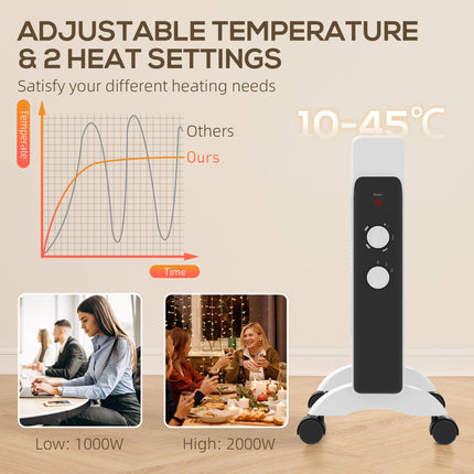 2kW Electric Heater, 10-45‚ÑÉ Temperature - White