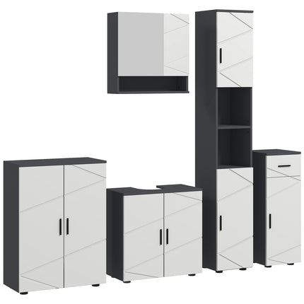 5-Piece Bathroom Furniture Set, Bathroom Storage Cabinet with Doors and Shelves,