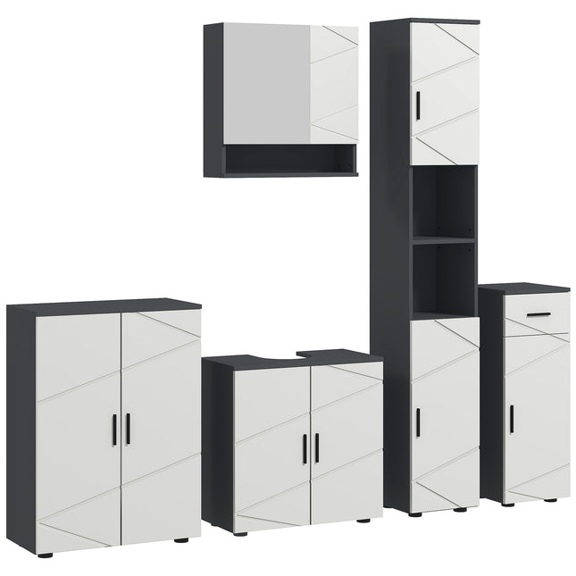 5-Piece Bathroom Furniture Set, Bathroom Storage Cabinet with Doors and Shelves,