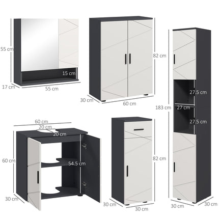 5-Piece Bathroom Furniture Set, Bathroom Storage Cabinet with Doors and Shelves,