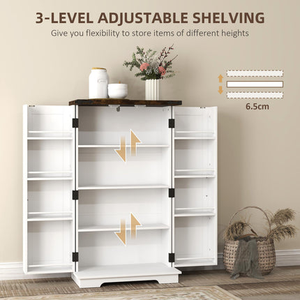 Multi-Storage Farmhouse Style Kitchen Cabinet with Shelves - White