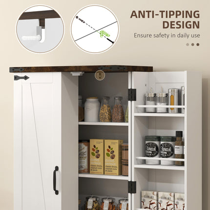 Multi-Storage Farmhouse Style Kitchen Cabinet with Shelves - White