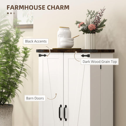 Multi-Storage Farmhouse Style Kitchen Cabinet with Shelves - White