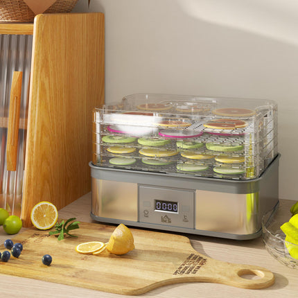 5 Tier Food Dehydrator, 245W Stainless Steel Food Dryer Machine with Adjustable
