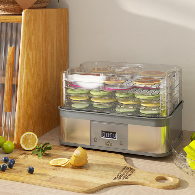 5 Tier Food Dehydrator, 245W Stainless Steel Food Dryer Machine with Adjustable