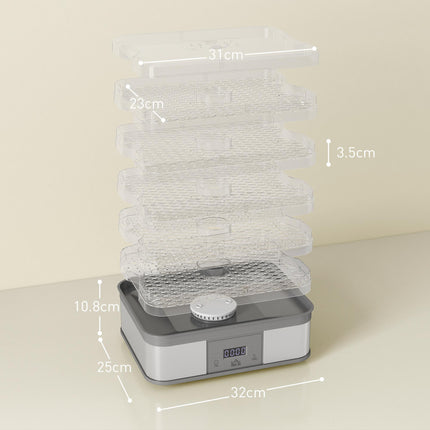 5 Tier Food Dehydrator, 245W Stainless Steel Food Dryer Machine with Adjustable