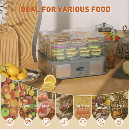 5 Tier Food Dehydrator, 245W Stainless Steel Food Dryer Machine with Adjustable
