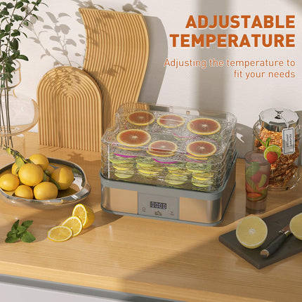 5 Tier Food Dehydrator, 245W Stainless Steel Food Dryer Machine with Adjustable