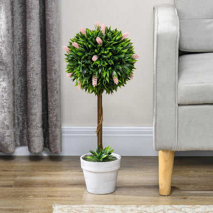Set of 2 Decorative Artificial Ball Trees with Pink Flowers 60cm - Pink