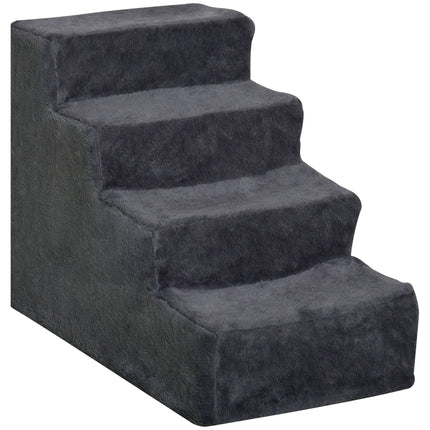 Four-Step Dog Stairs, with Washable Plush Cover, for High Bed Sofa, Dog Stairs With Washable Plush Cover For High Bed Sofa Dog Stairs F