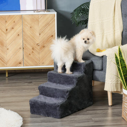 Four-Step Dog Stairs, with Washable Plush Cover, for High Bed Sofa, Dog Stairs With Washable Plush Cover For High Bed Sofa Dog Stairs F