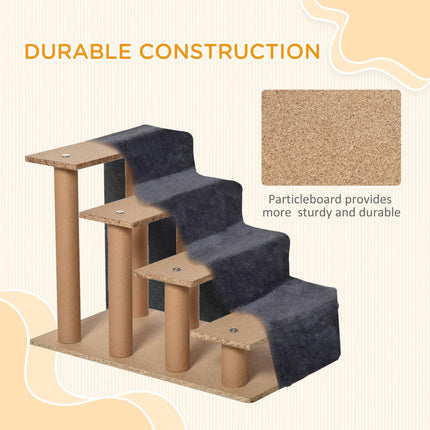 Four-Step Dog Stairs, with Washable Plush Cover, for High Bed Sofa, Dog Stairs With Washable Plush Cover For High Bed Sofa Dog Stairs F