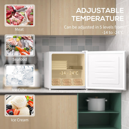 35L Mini Freezer with Adjustable Temperature Control and Reversible Door - White