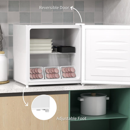 35L Mini Freezer with Adjustable Temperature Control and Reversible Door - White