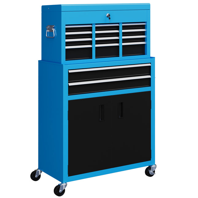 Portable Tool Box, Metal Tool Chest on Wheels with 6 Drawers for Garage and Work
