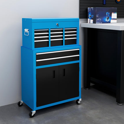 Portable Tool Box, Metal Tool Chest on Wheels with 6 Drawers for Garage and Work