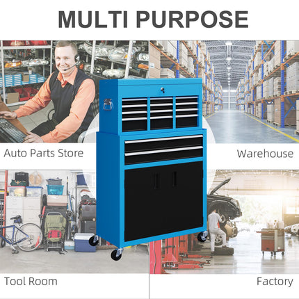 Portable Tool Box, Metal Tool Chest on Wheels with 6 Drawers for Garage and Work
