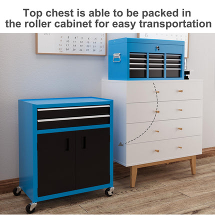 Portable Tool Box, Metal Tool Chest on Wheels with 6 Drawers for Garage and Work