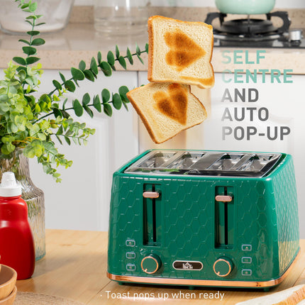 2 Piece 1.7L Kettle and 4-Slice Toaster Set with 7 Browning Levels - Green