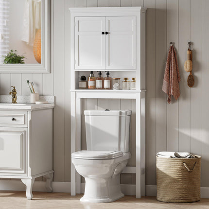 Over-Toilet and Appliance Storage Cabinet with Adjustable Shelves - White