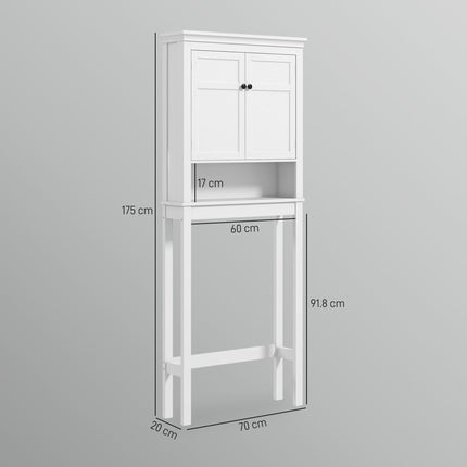 Over-Toilet and Appliance Storage Cabinet with Adjustable Shelves - White