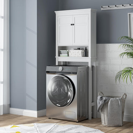 Over-Toilet and Appliance Storage Cabinet with Adjustable Shelves - White