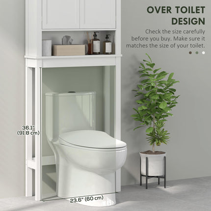 Over-Toilet and Appliance Storage Cabinet with Adjustable Shelves - White