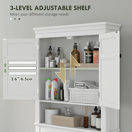 Over-Toilet and Appliance Storage Cabinet with Adjustable Shelves - White