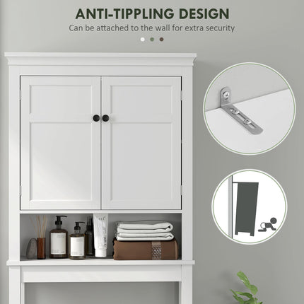 Over-Toilet and Appliance Storage Cabinet with Adjustable Shelves - White
