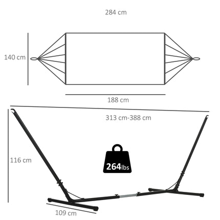 Outdoor Garden Hammock with Stand, Double Cotton Hammock with Adjustable Steel F