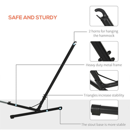 Outdoor Garden Hammock with Stand, Double Cotton Hammock with Adjustable Steel F