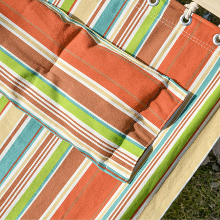 Outdoor Garden Hammock with Stand, Double Cotton Hammock with Adjustable Steel F