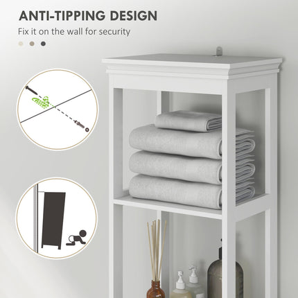 Tall Slim Bathroom Storage Cabinet with Soft Close Door, Drawer & Adjustable Shelf - White