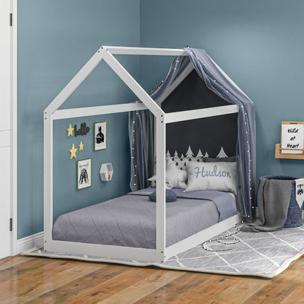 Single House-Shaped Wooden Bed Frame for 90 x 190 cm Mattress - White
