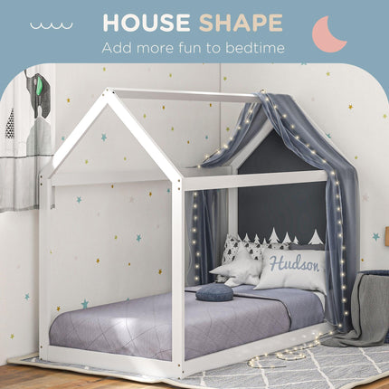 Single House-Shaped Wooden Bed Frame for 90 x 190 cm Mattress - White