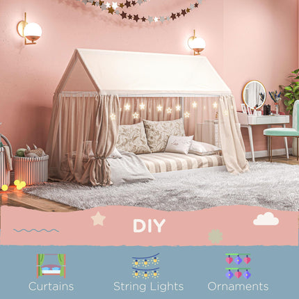 Single House-Shaped Wooden Bed Frame for 90 x 190 cm Mattress - White