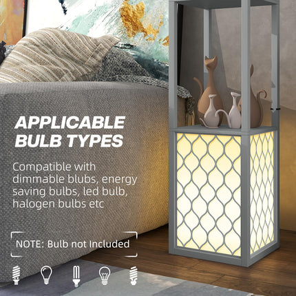 Modern Floor Lamp with Dual Light and Shelves, Pull Chain Switch - Light Grey