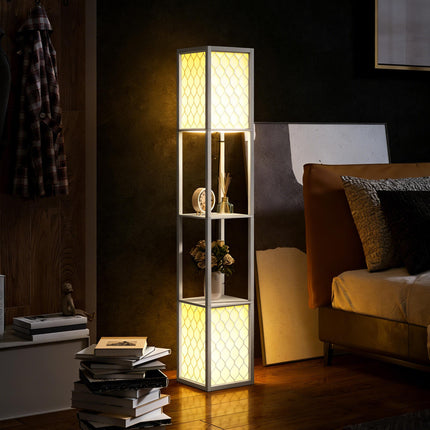 Duo Light Floor Shelf with Ambient Lighting - White
